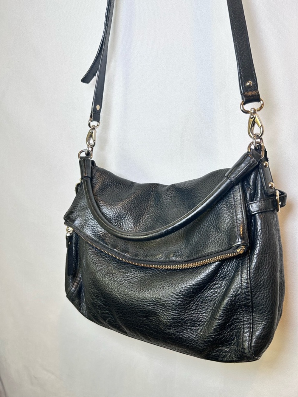 Kate Spade Cobble Hill Minka Black Pebbled Leather Crossbody Shoulder Hobo Bag